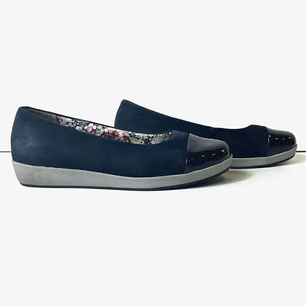 Hotter Women's Blue Leather Flats Slip On Shoe Size UK 5.5 US 7.5 Comfort Casual